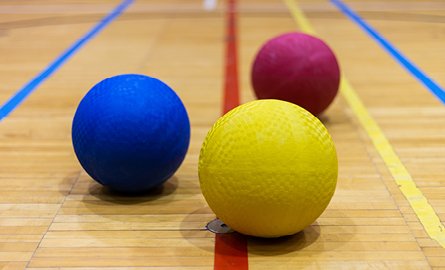 Collection of balls in a gymnasium